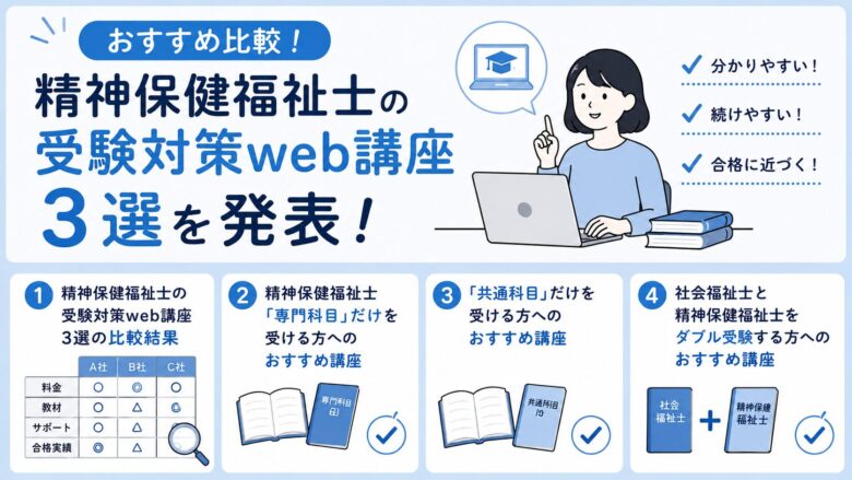 おすすめ比較！】精神保健福祉士の受験対策web講座3選を発表！ - しゃ