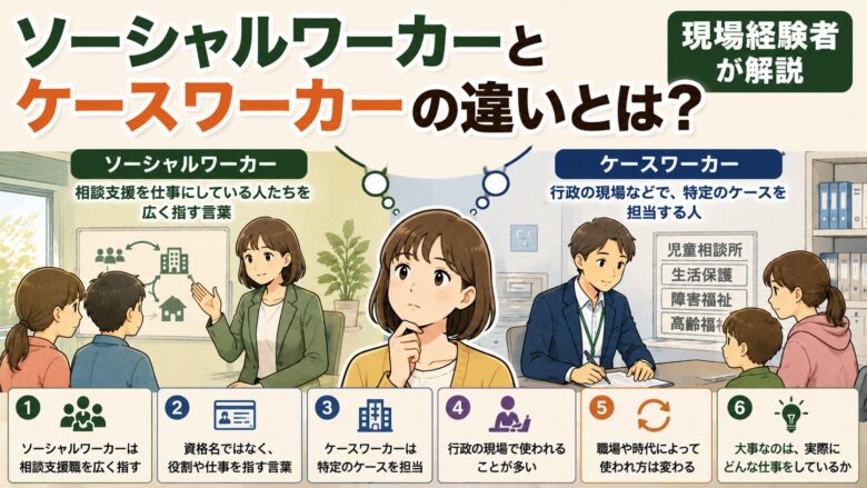 ソーシャルワーカーとケースワーカーの違いとは？｜現場経験者が解説